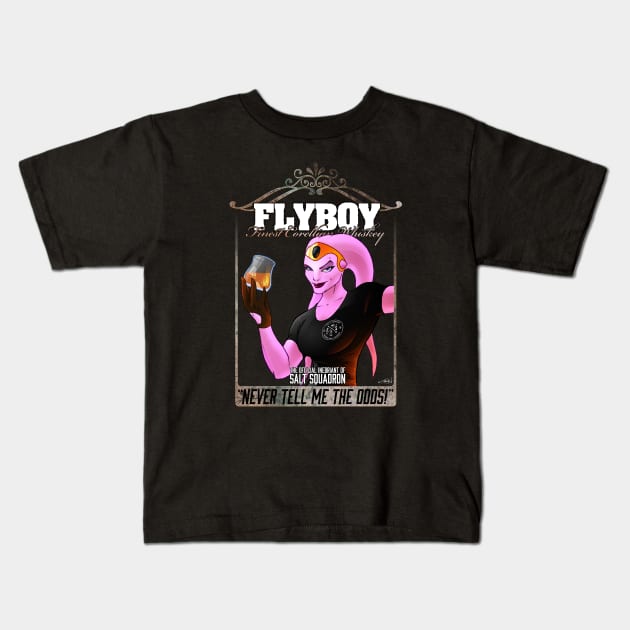 Flyboy: Finest Corellian Whiskey Kids T-Shirt by DavidWhaleDesigns